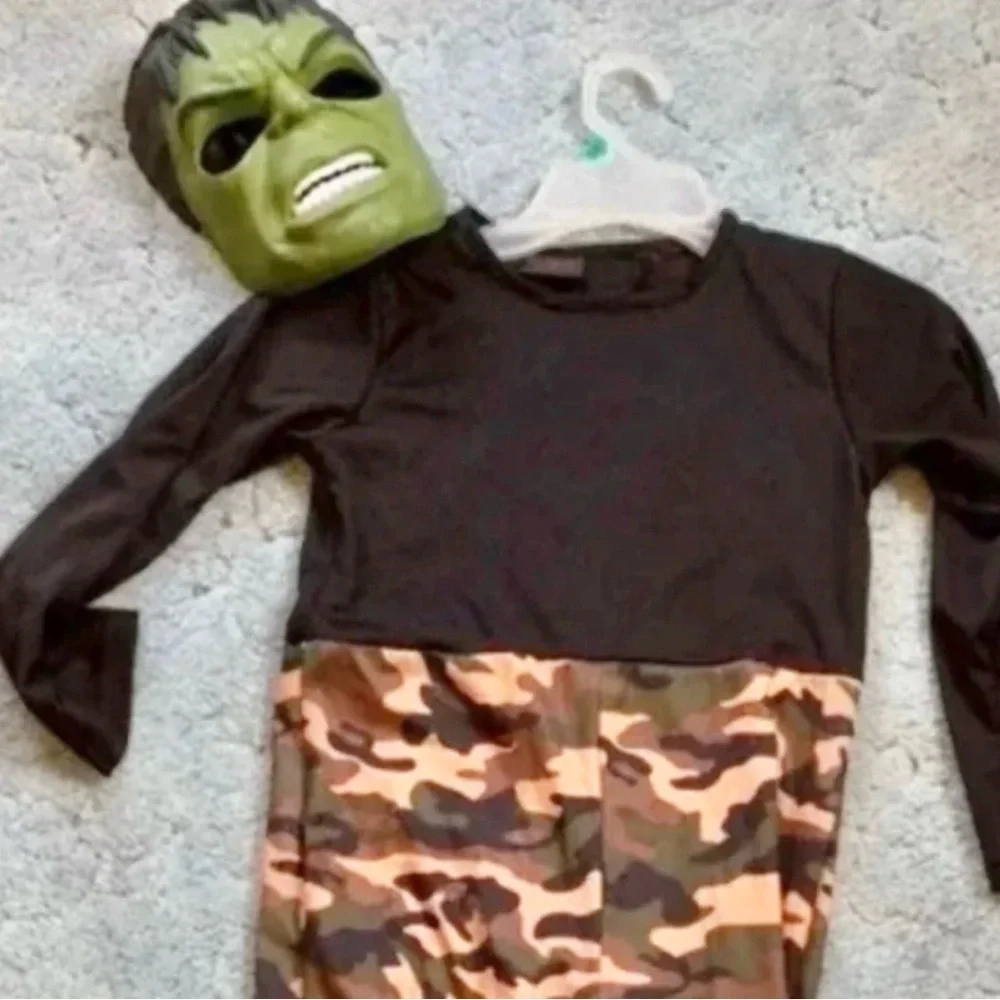 Costume dressup play time boys 10/12 large 2 piece set hulk mask/army halloween